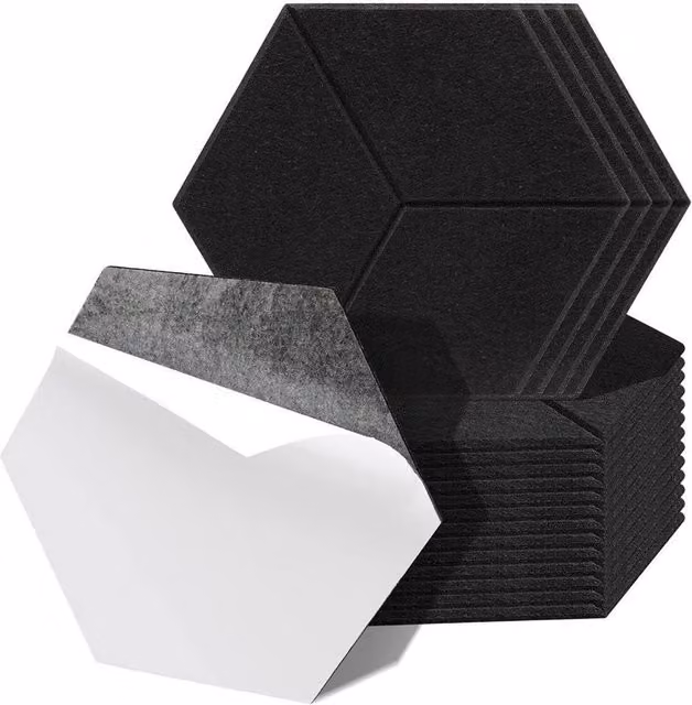 Kelvenix 12-Piece Black Felt Acoustic Wall Panels for Studio Soundproofing, W: 52 cm, H: 1000 cm – 1