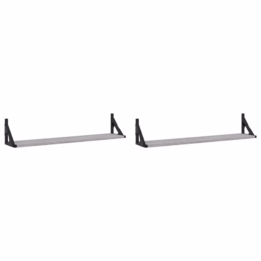 Berkfield Home Wall Mounted Shelves, 2 Pack, Grey, W: 80 cm, D: 15 cm, H: 15.5 cm – 2