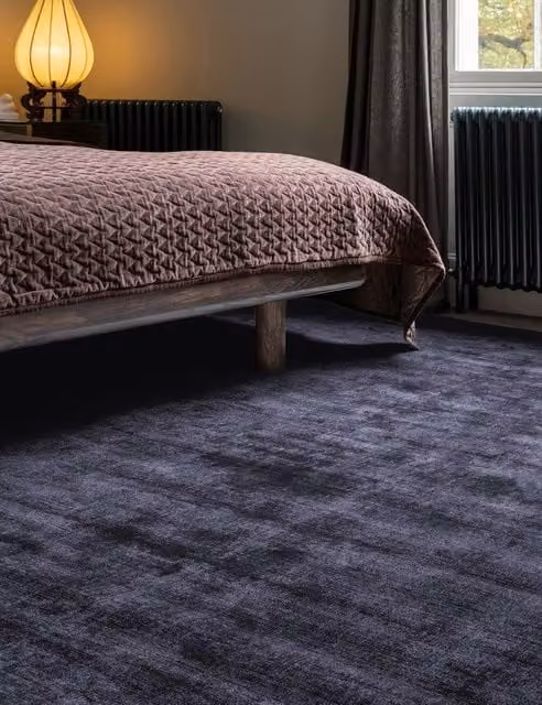 Asiatic Blade Woven Viscose Rug in Navy Blue
