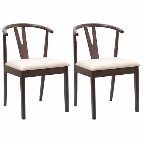vidaXL Set of 2 Dining Chairs in Brown Solid Rubber Wood with Armrests – 1