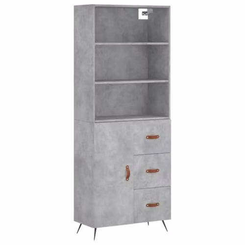 vidaXL Industrial Highboard in Concrete Grey, W/D/H: 69.5 x 34 x 180 cm