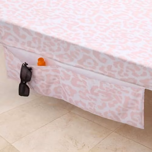 OHS Leopard Print Microfibre Beach Towel with Bag, Quick-Dry and Absorbent, Stone/Beige/Pink, W: 75 cm x L: 215 cm – 2