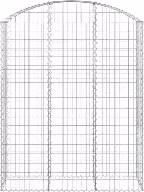 Berkfield Home Decorative Arched Gabion Basket in Silver Galvanised Steel, W/D/H: 150 x 50 x 180/200 cm
