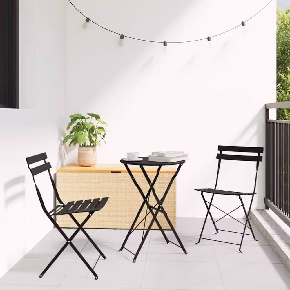 Berkfield Home Anthracite Metal Foldable Outdoor Chairs in Black – 2
