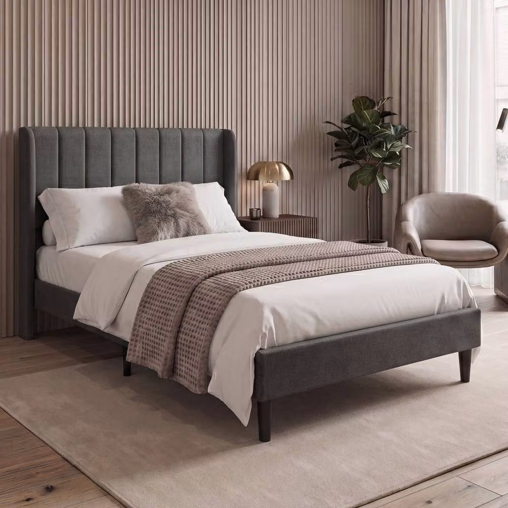 Vida Designs Vianna Fabric Bed Frame in Grey, Double Size (140 x 200 cm) – 8