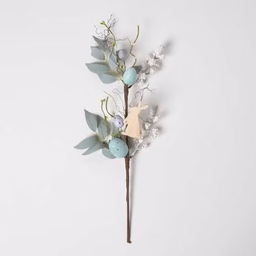 Homescapes Blue Easter Egg and Bunny Artificial Stem for Spring Tabletop Decor, Height: 46 cm – 1