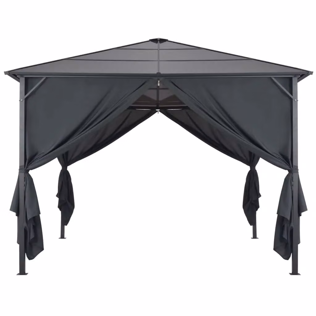 Berkfield Home Aluminium Gazebo with Curtains, Black, W/D: 300 x 300 cm – 1