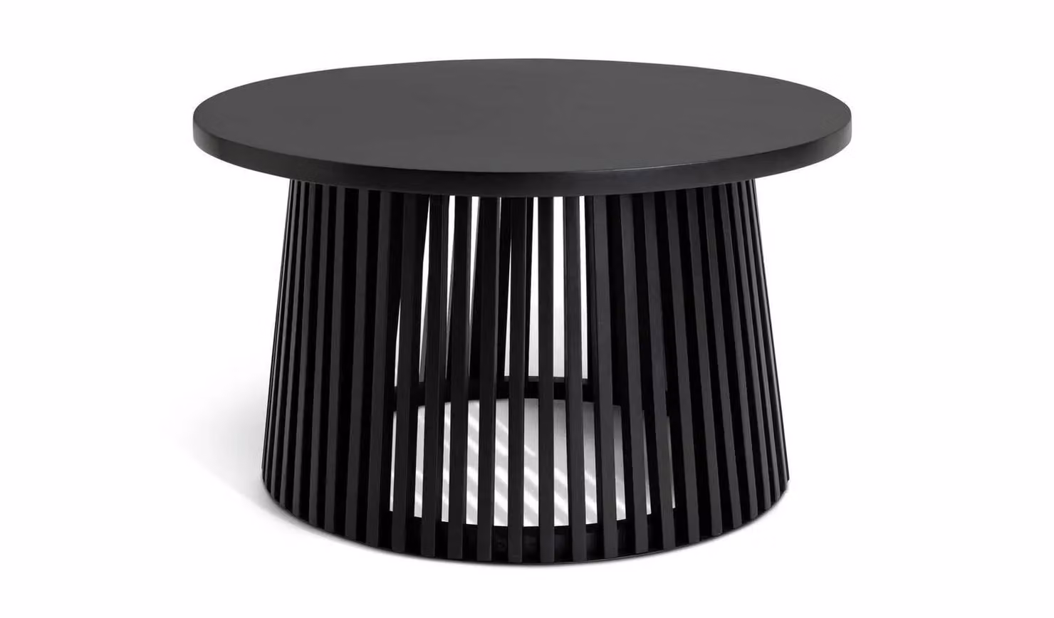 Jericho Round Mango Wood Coffee Table in Black Modern Living Room Furniture W/D/H: 72.5 x 72.5 x 38.5 cm
