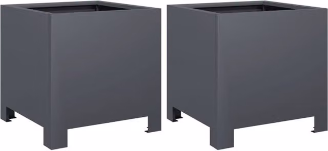 Berkfield Steel Garden Planter Tubs, 2 Pack, Anthracite Grey, W/D/H: 30 x 30 x 30 cm