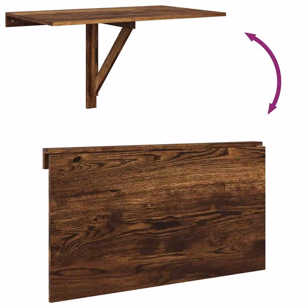 Berkfield Home Durable Folding Wall Table in Smoked Oak Brown, W/D/H: 100 x 60 x 56 cm – 5
