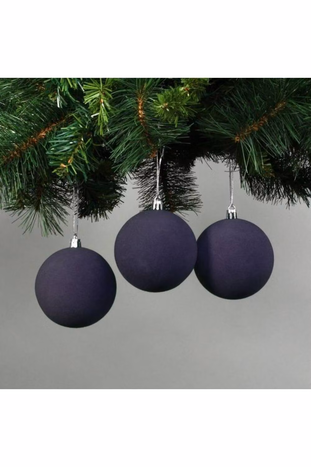 KDMD Midnight Blue Velvet Christmas Bauble Set of 6, Diameter: 8 cm – 2