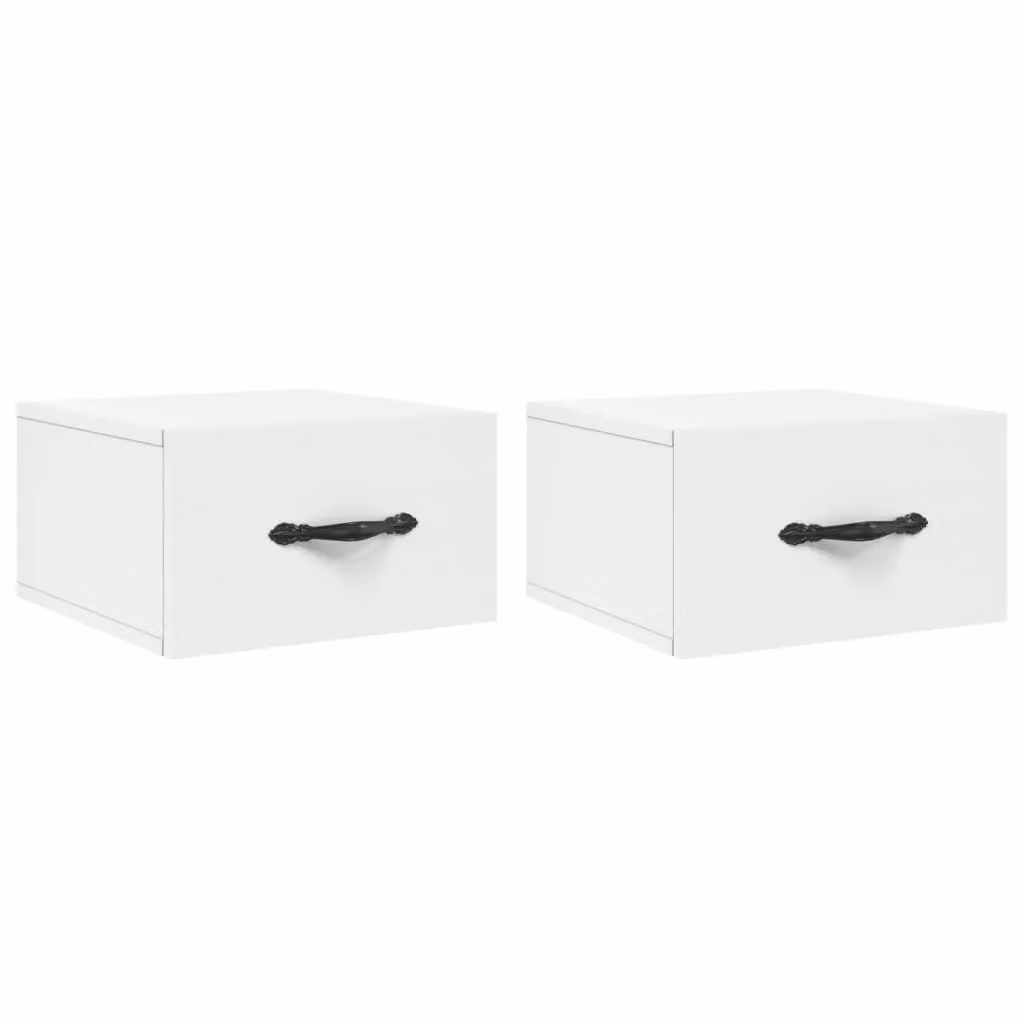 Berkfield Home Wall-mounted Bedside Cabinets, 2 Piece Set, White, W/D/H: 35 x 35 x 20 cm