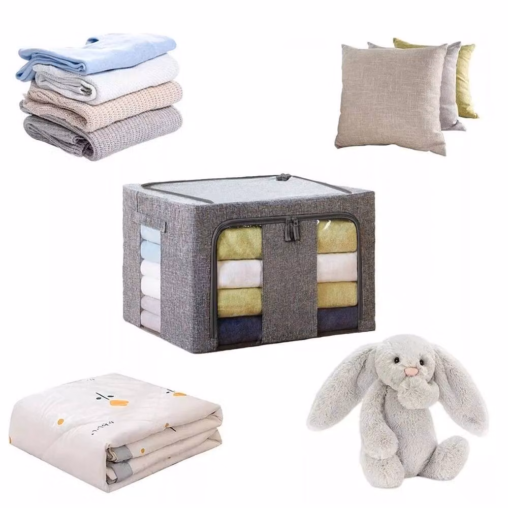 SPETLEK Set of 4 Foldable Fabric Storage Boxes, 66L, Grey – 4