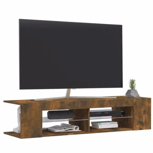 vidaXL Modern TV Cabinet with LED Lights in Smoked Oak Brown, W: 135 cm, D: 39 cm, H: 30 cm – 3