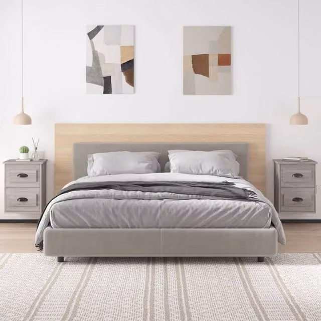 Berkfield Home Elegant Wall-mounted Bedside Cabinets, 2 Piece Set in Grey Sonoma, W/D/H: 41.5 x 36 x 53 cm