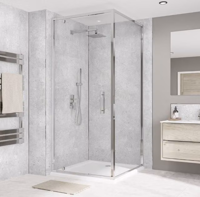 Wetwall Bathroom Wall Panel in Fossil Stone, Stone Look, W: 60 cm, H: 244 cm, D: 0.4 cm