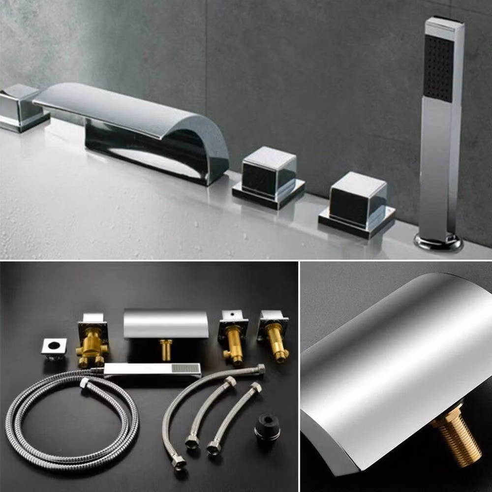 Havendro Deck Mount Bathtub Mixer Tap with Hand Shower Set, Chrome and Silver Finish – 4
