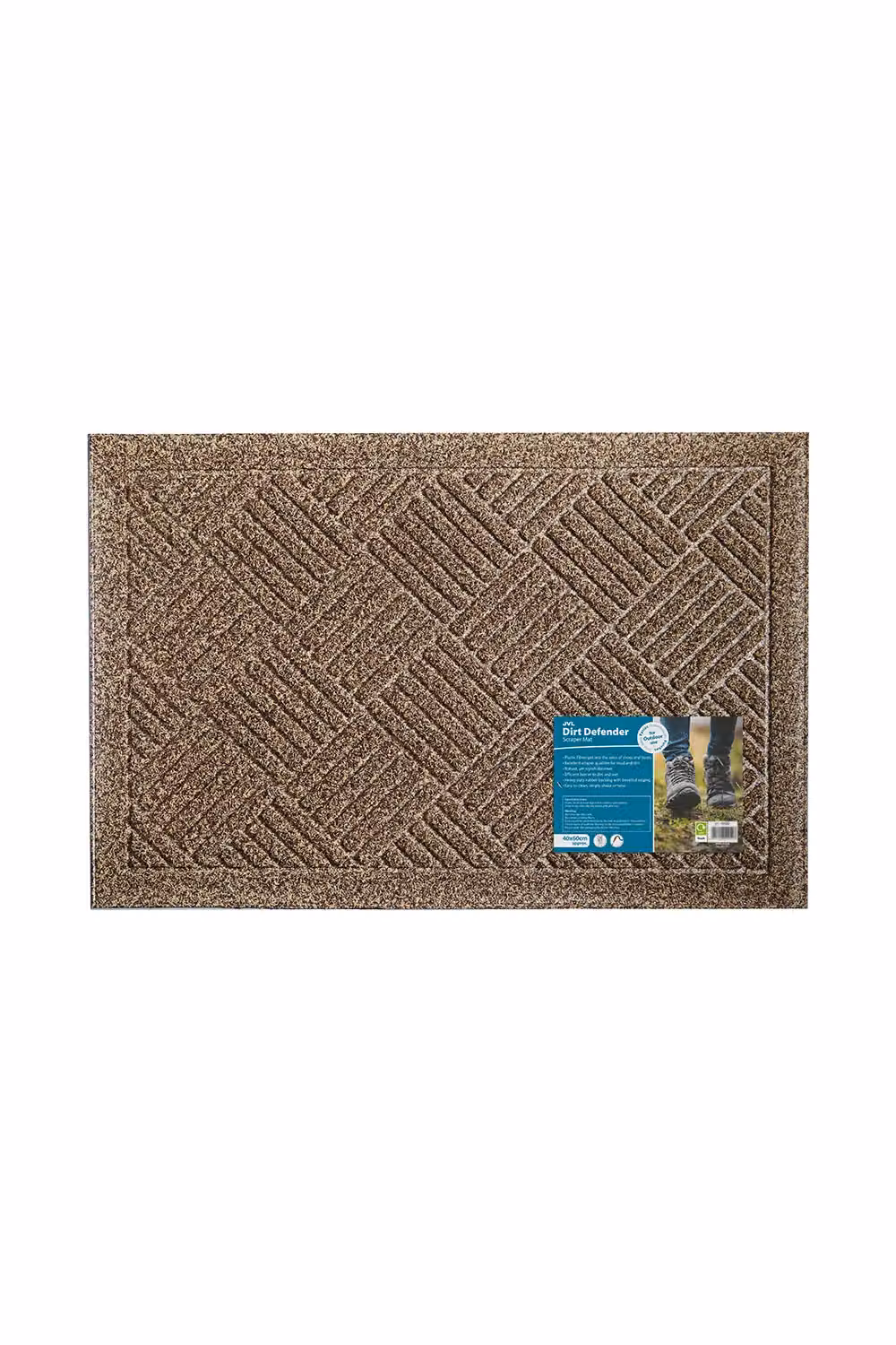 JVL Dirt Defender Rectangular Scraper Doormat, Beige, W: 60 cm, D: 40 cm – 5