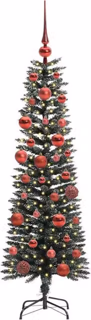 Berkfield Home Elegant Artificial Christmas Tree with 150 LEDs, Green, H x W x D: 150 x 43 x 43 cm