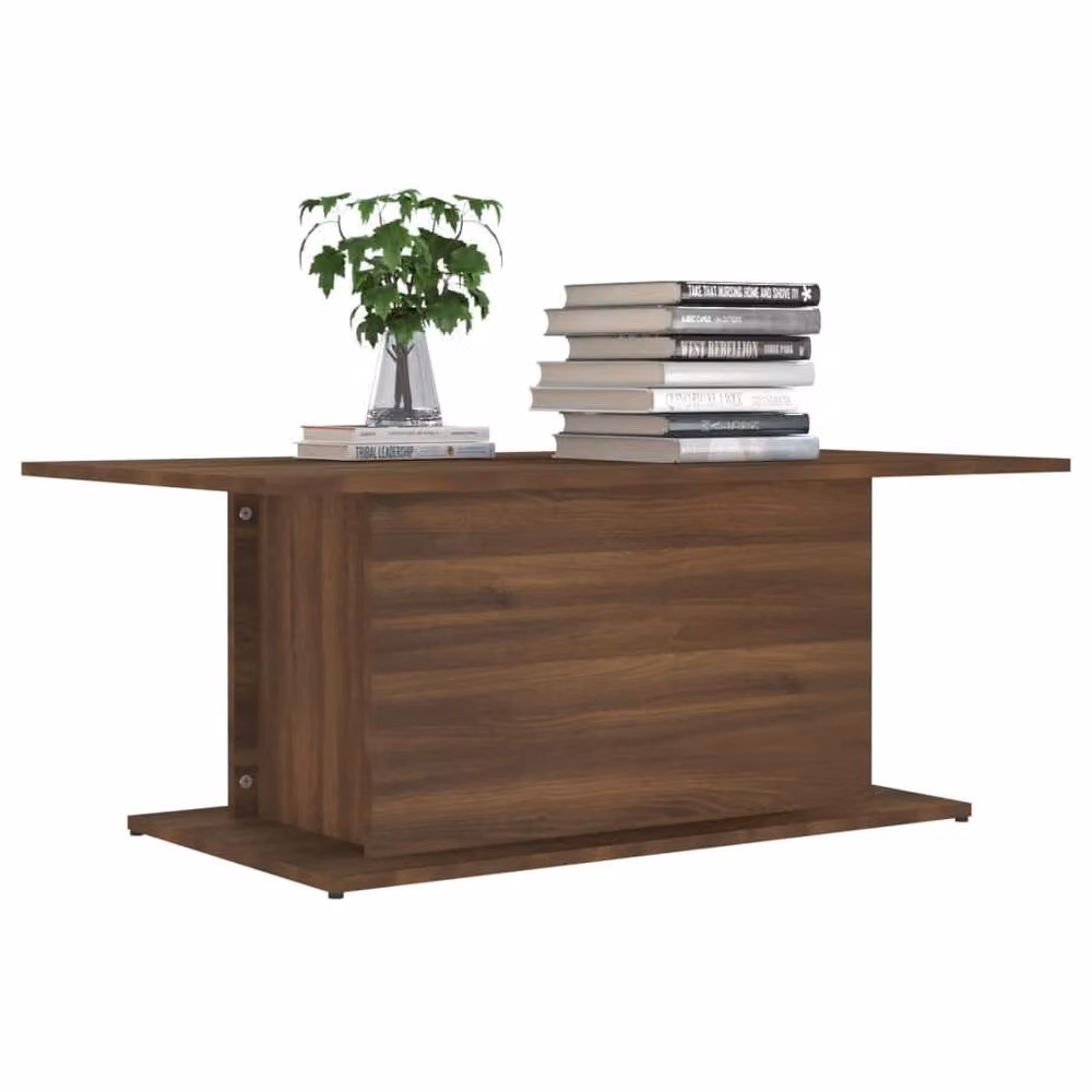 Berkfield Home Modern Rectangular Coffee Table in Brown Oak, W/D/H: 102 x 55.5 x 40 cm – 3