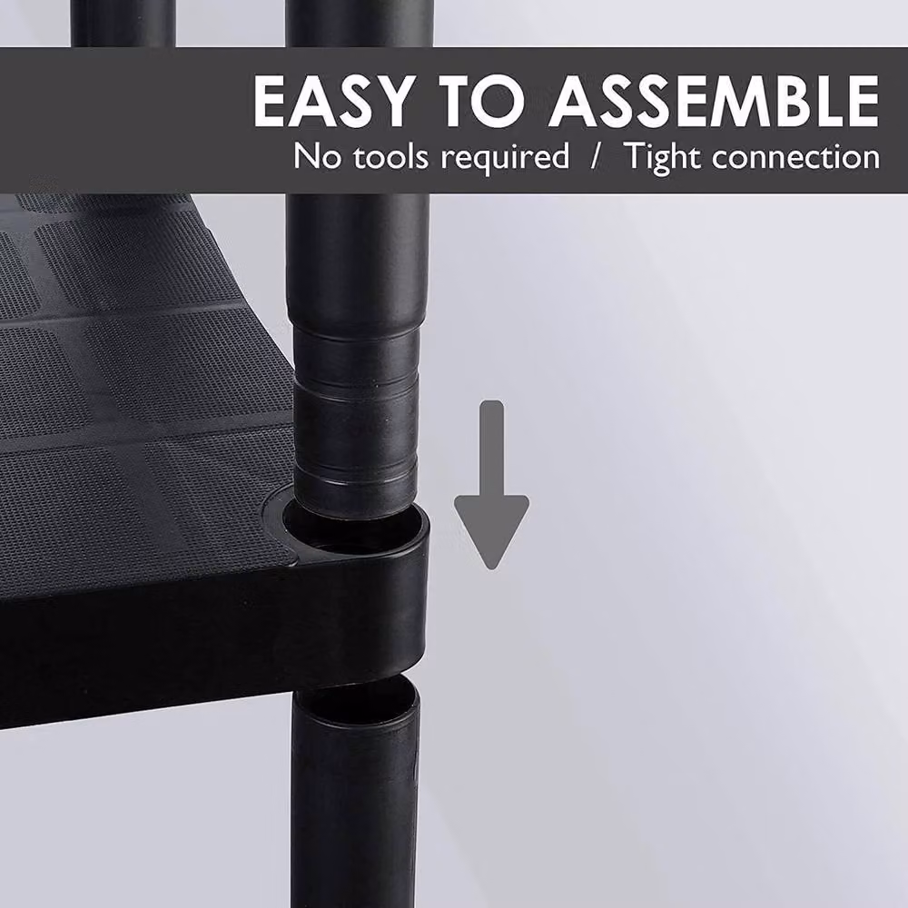 Kelvenix 5 Tier Black Plastic Storage Shelf Rack – 5