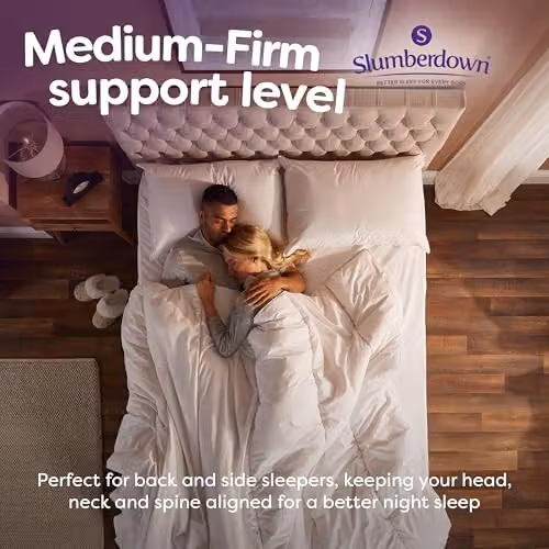 Slumberdown 2 Pack Medium Support New Wool Pillows in White, W: 74 cm, H: 48 cm – 4