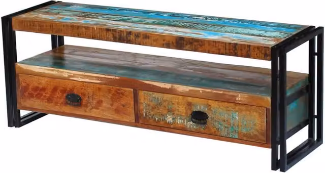 Berkfield Home Retro TV Cabinet in Multicolour Solid Reclaimed Wood and Metal – 1