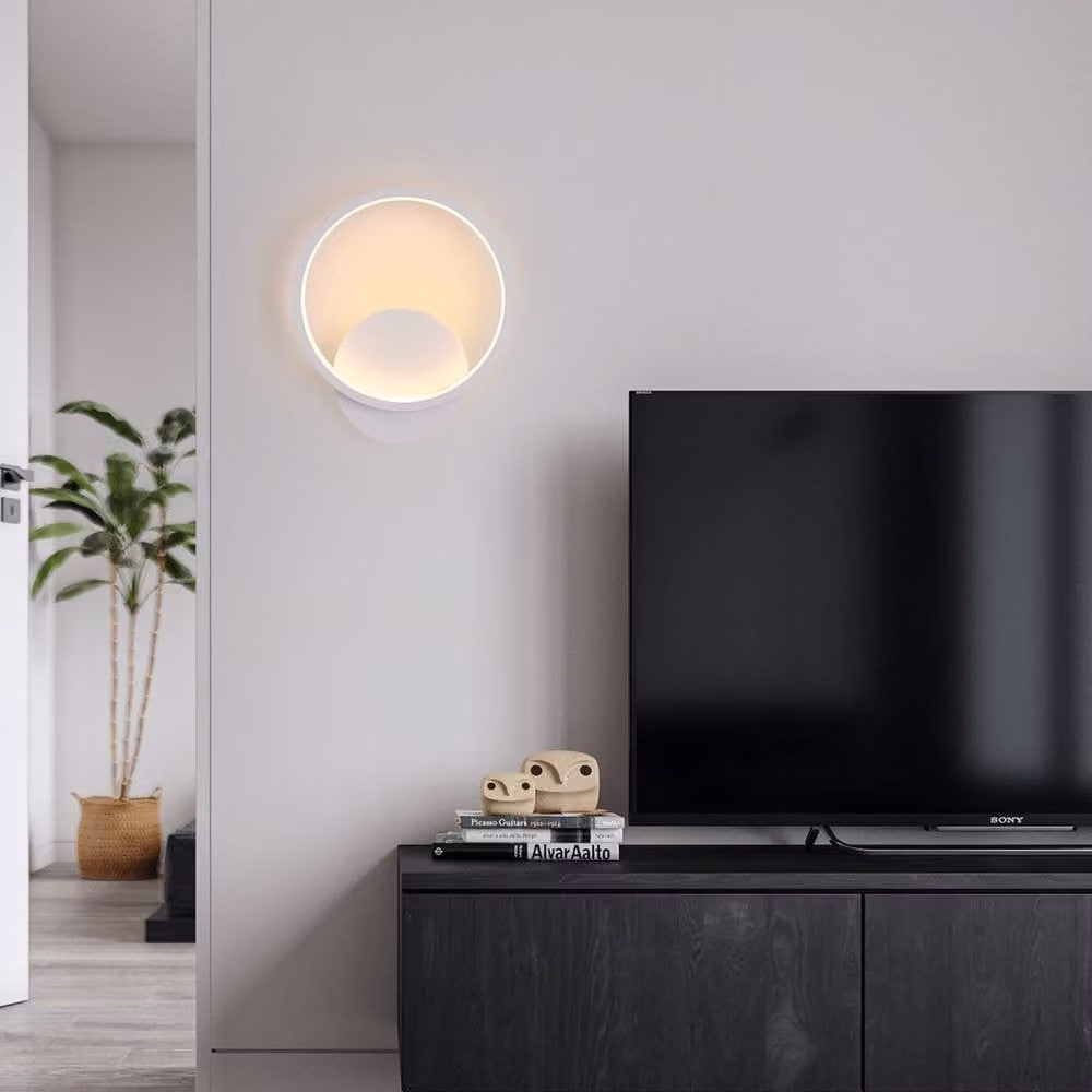 Pheashine White Circular Ring LED Wall Sconce, 12W Warm White, W/D/H: 23 x 20 x 5 cm – 2