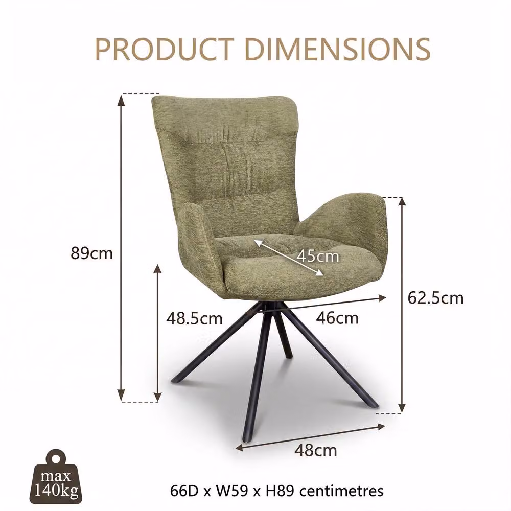 SONARA Green Chenille 360 Degree Swivel Accent Chair with Armrests and Mid-Century Tub Design – 2
