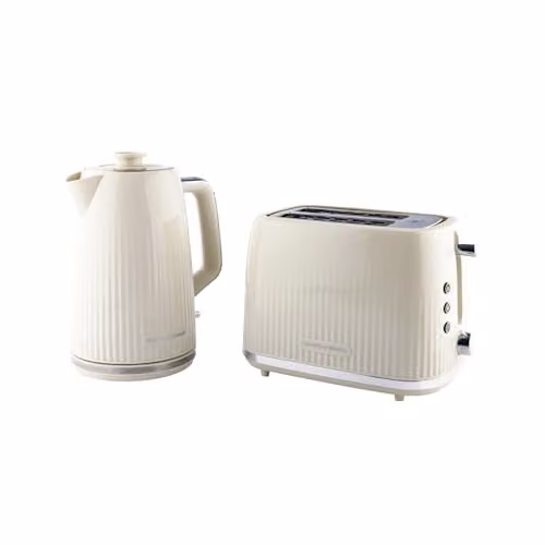Hamilton Beach Miami Kettle and Toaster Set in Sand, including 1.7L Electric Kettle and 2-Slice Wide Slot Toaster