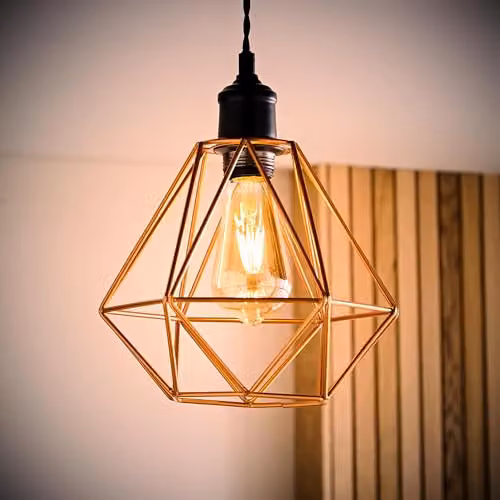 MiniSun Diablo Copper Wire Frame Industrial Pendant Light Shade, Width: 23.5 cm – 3