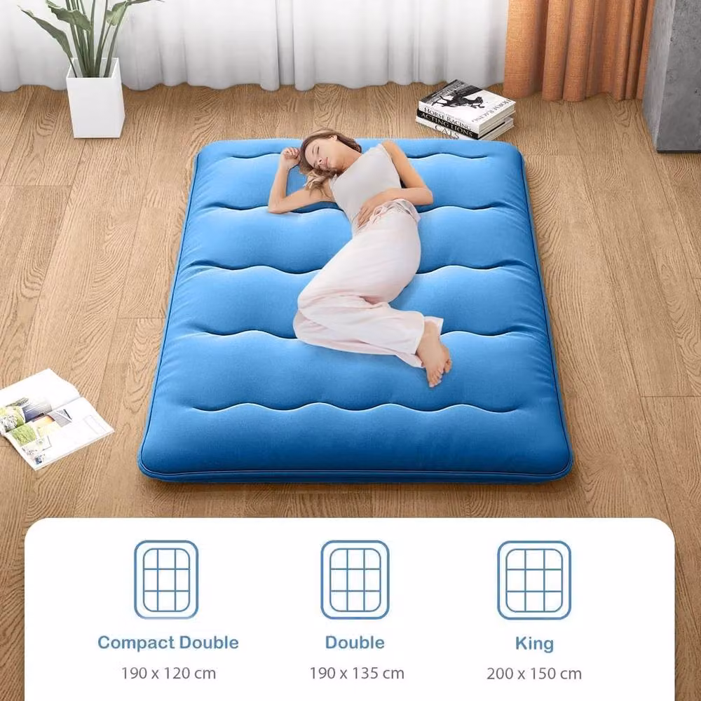 Kelvenix King Size Japanese Floor Futon Mattress in Blue, W/D/H: 200 x 180 x 15 cm – 5