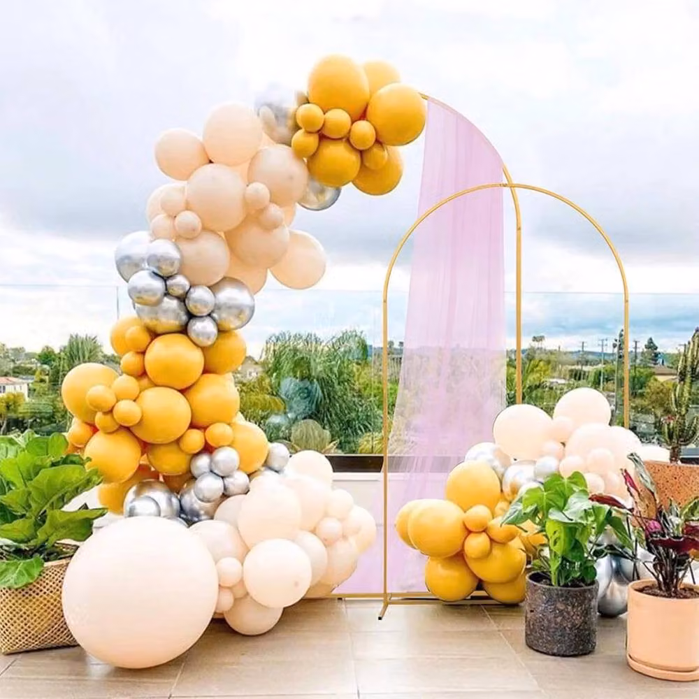 SPETLEK Gold Metal Round Wedding Arch Stand and Backdrop Frame – 2