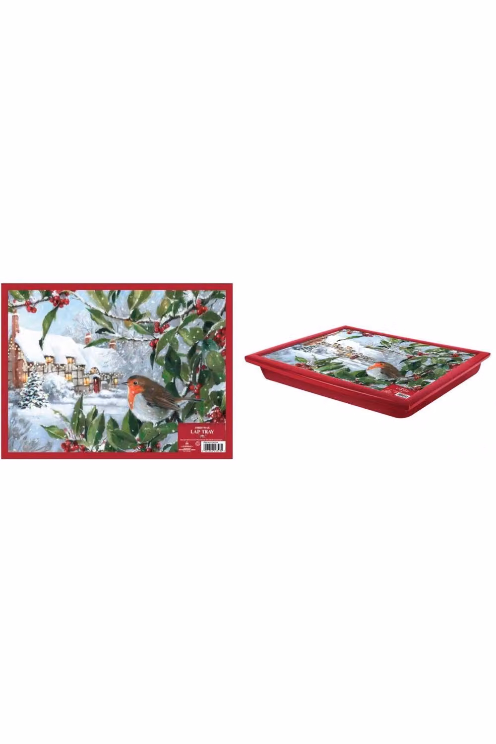 KDMD Christmas Robin Rectangular Lap Tray in Red – 2