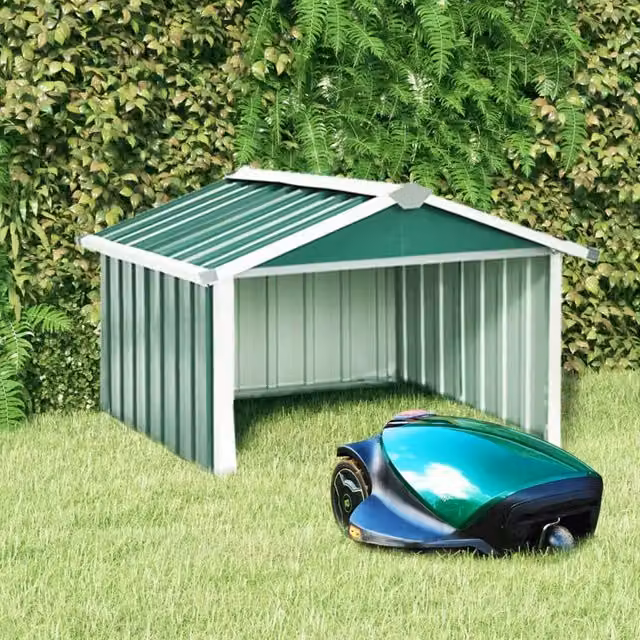 Berkfield Home Galvanised Steel Robot Lawnmower Shed in Green, W/D/H: 92 x 97 x 63 cm
