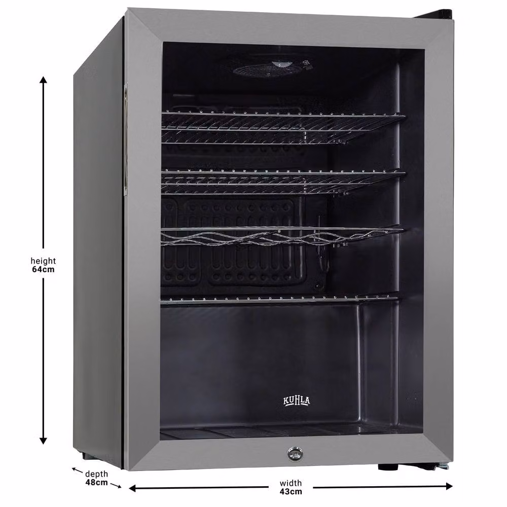 Kahla 62 Litre Under Counter Drinks Cooler with Glass Door and Adjustable Temperature in Silver – 6