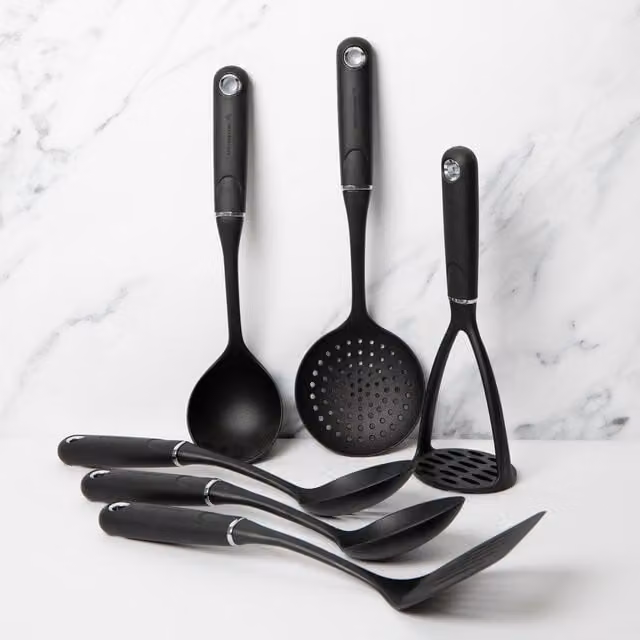 MasterClass 6pc Non-Scratch Nylon Kitchen Utensil Set in Black