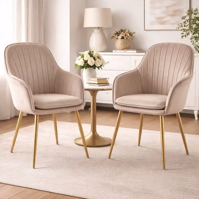 Genesis Muse Velvet Accent Chairs Pair in Taupe