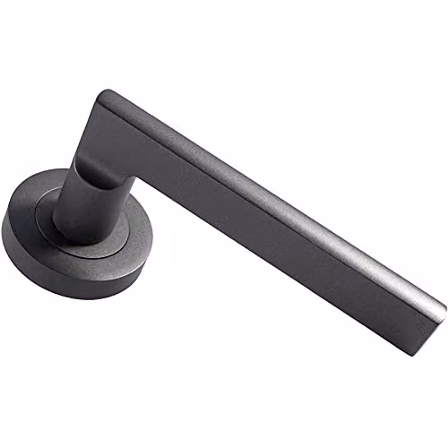 Loops Pair of Straight Plinth Mounted Handles on Round Rose in Matt Bronze with Concealed Fixings