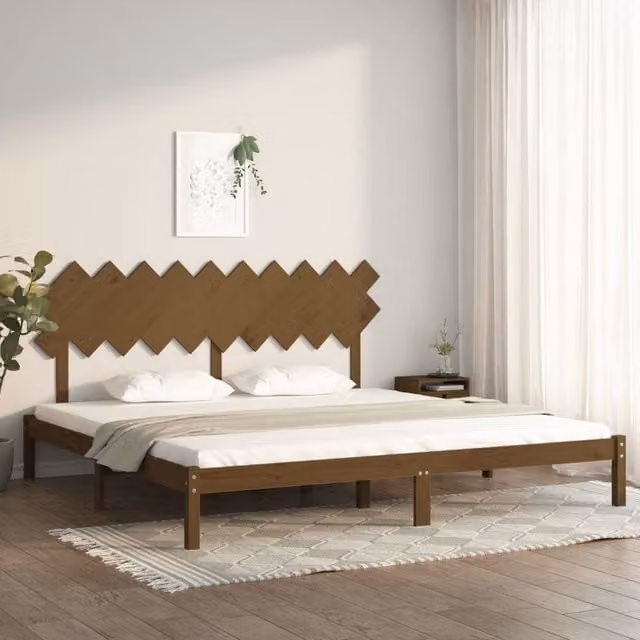 Berkfield Home Modern Solid Pine Wood Bed Frame in Honey Brown, 200 x 200 cm