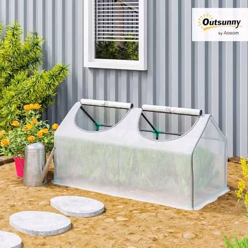 Outsunny Mini Greenhouse Small Plant Grow House with Windows, White, W/D/H: 120 x 60 x 60 cm – 2