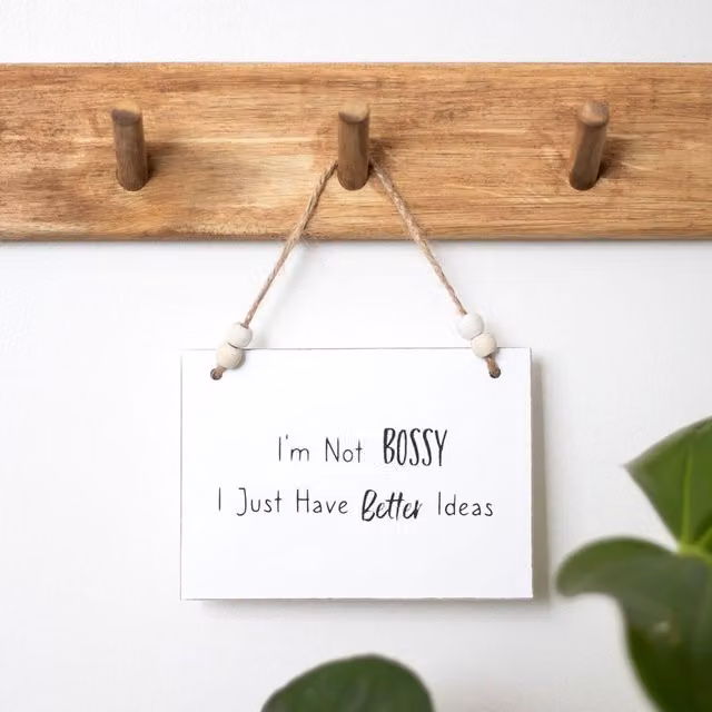 Kingsbury Gifts Small Hanging White Wooden Novelty Sign I'm Not Bossy