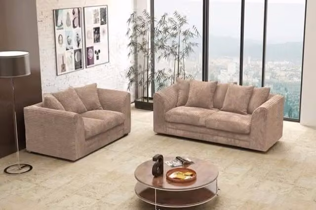 Snugg Furniture UK Limited Milo Jumbo Cord 3 and 2 Seater Sofa Set in Light Beige
