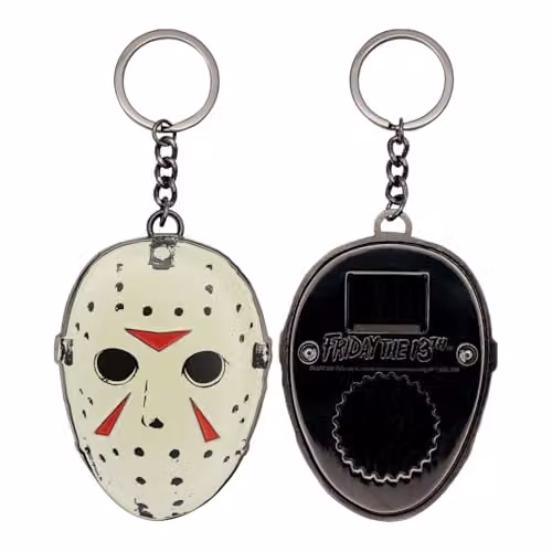 FaNaTtik Friday the 13th Jason Voorhees Hockey Mask Metal Bottle Opener Keyring in Black Nickel with White and Black Details, 7.9 x 6.0 cm – 1