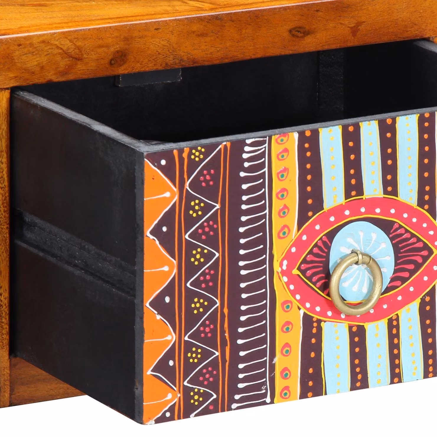Berkfield Home Acacia Wood Bedside Cabinet with Drawer, Brown and Multicolour, W/D/H: 35 x 30 x 22 cm – 3