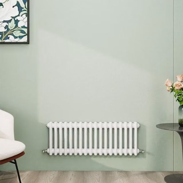 AicaBathroom Horizontal Traditional Cast Iron Style 2 Column Radiator in White, W/D/H: 83 x 30 x 30 cm