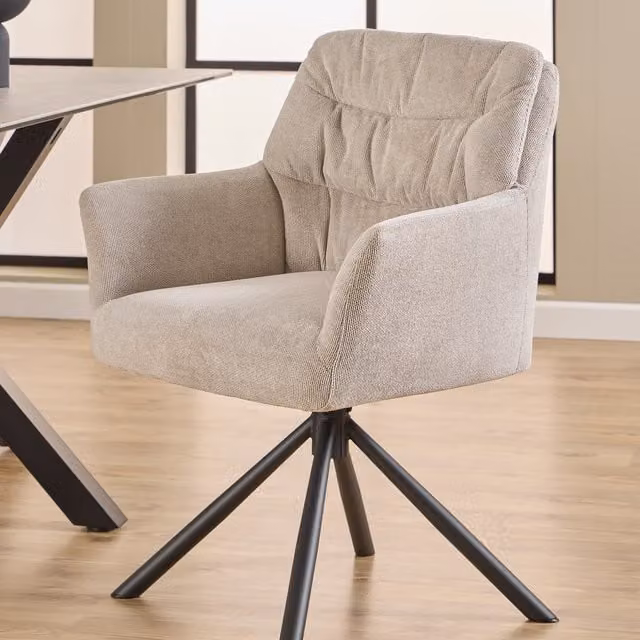 Furniture To Go Alonso Swivel Cream Dining Chair with Armrests, Set of 2