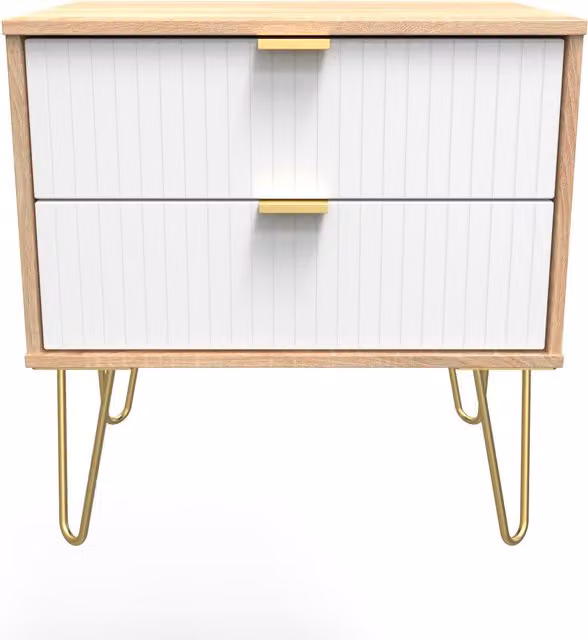 2 U Bexley 2 Drawer Side Table in Natural and Gold