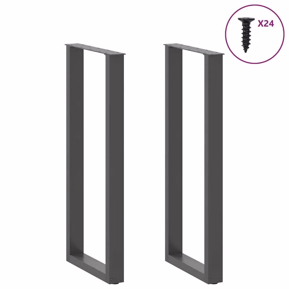Berkfield Home U-Shaped Coffee Table Legs, 2 Pieces, Anthracite Grey Steel, H: 50 cm, W: 110-111 cm – 2