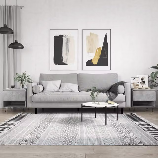 Berkfield Home Set of 2 Modern Nested Coffee Tables in Concrete Grey, W/D/H: 50 x 46 x 50 cm – 1